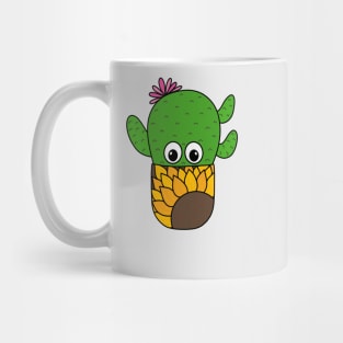 Cute Cactus Design #353: Prickly Pear Cactus In Sunflower Pot Mug